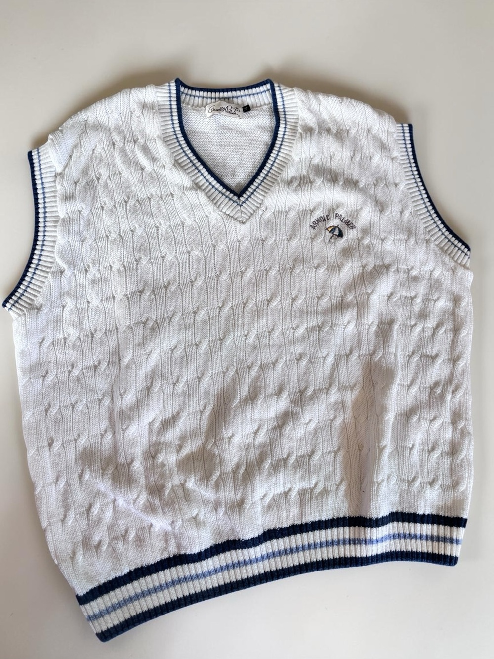 Arnold Palmer Golf Sweater Vest Mens Large Cable Knit White